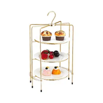 

Three-layer portable pastry rack afternoon tea tea break stainless steel fruit plate dessert table