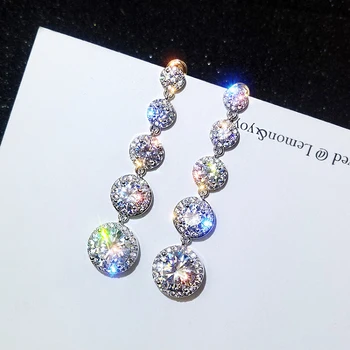 

New Design Fashion Jewelry Luxury Full Crystal Long String Round Crystal Combination Earrings Wedding Party Earrings for women