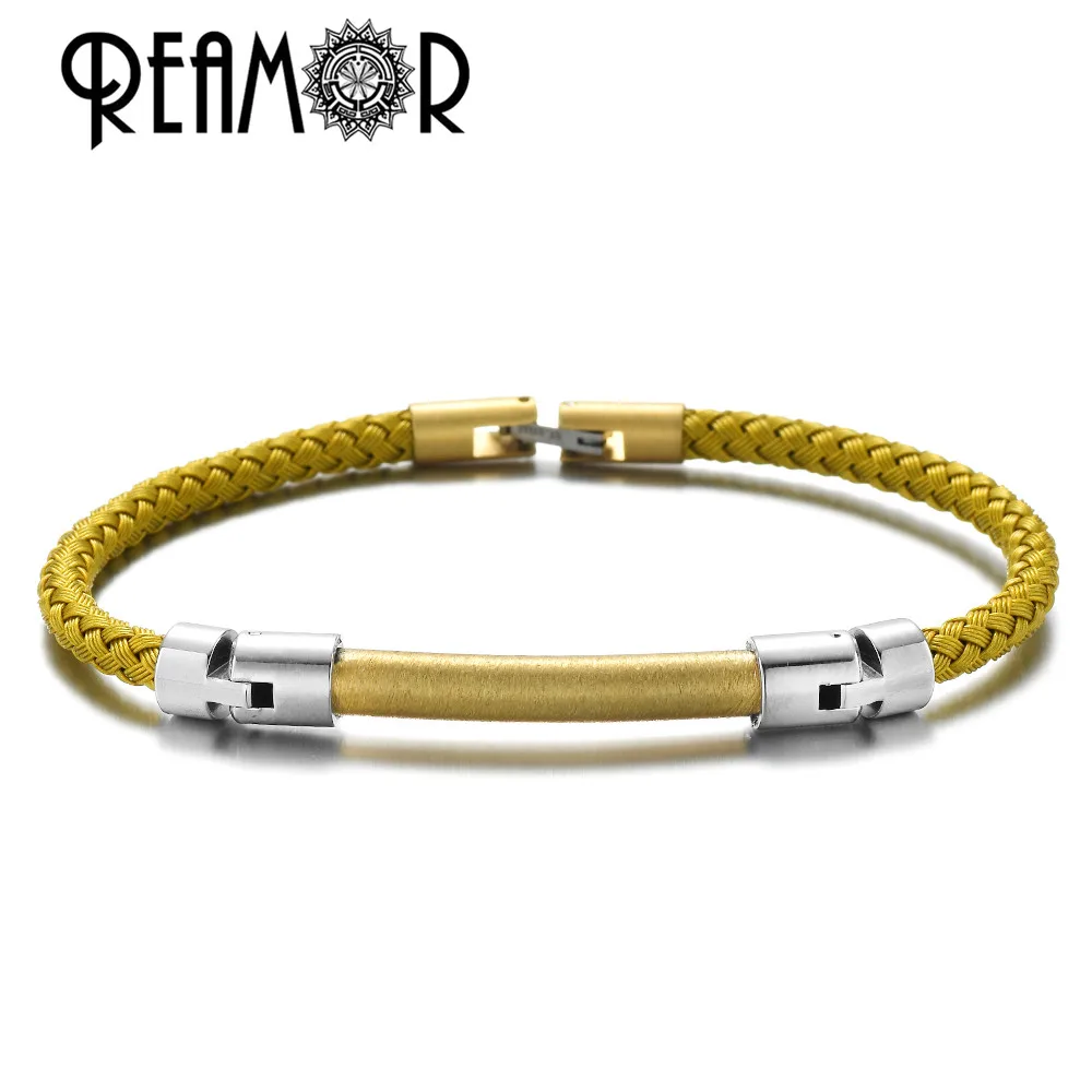 PS004 Gold REAMOR Роскошная кисть сталь золотое покрытие CNC конструкционные механические браслеты для мужчин и женщин уникальный браслет ювелирные изделия - Окраска металла: PS004 Gold