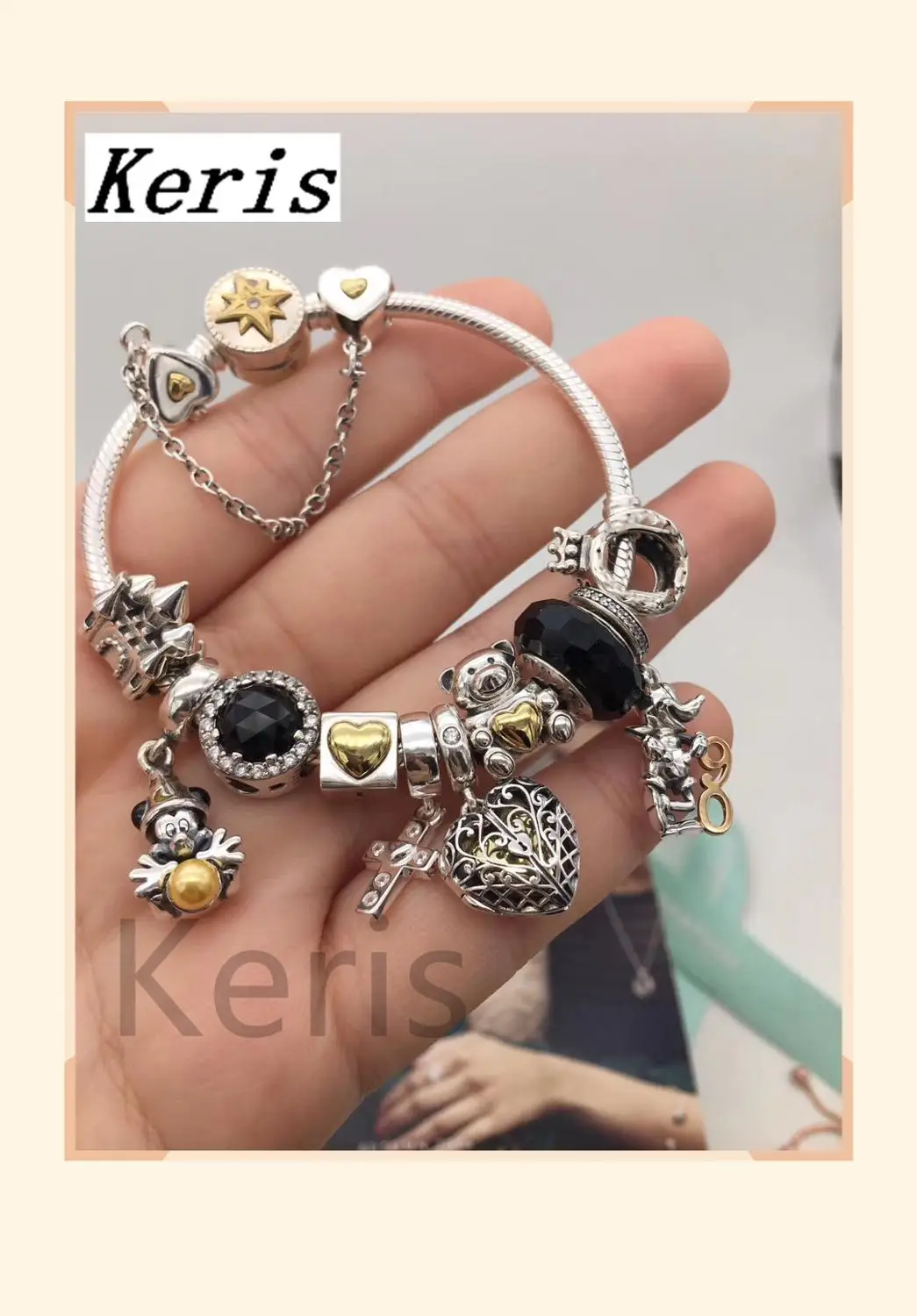 

High Quality 1:1 100% Silver Love Safety Chain Castle Pattern Bracelet Decoration Free Delivery Preferred Gift