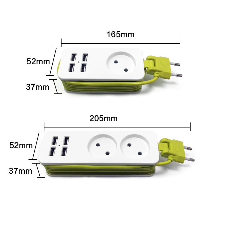 Удлинитель питания с несколькими разъемами 1/2 EU кабель 1200 Вт 250 в 1 5 м 4 usb порта для