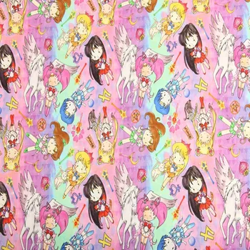 

Cartoon SALLOR MOON 100% Cotton Fabric for Girl Hometextile Cushion Cover Backpacks Curtain DIY 105cm Width BL221