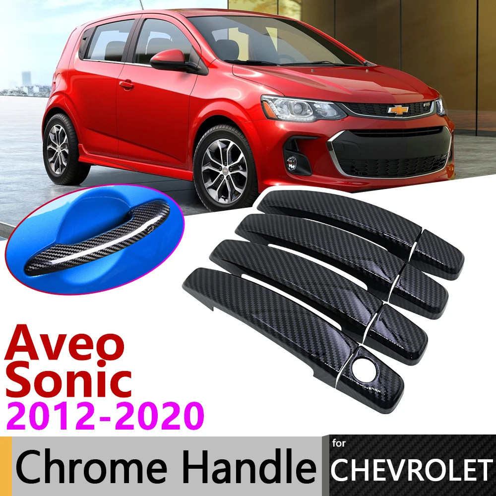 Черная накладка на дверную ручку из углеродного волокна для Opel Chevrolet Sonic Aveo Barina 2012
