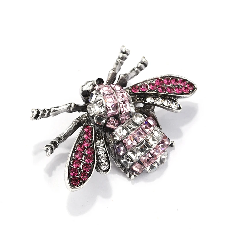 ALLYES большие хрустальные броши в виде пчел для женщин Стразы насекомое модное ювелирное изделие Милая Винтажная брошь на булавке ювелирное изделие подарок - Окраска металла: Pink