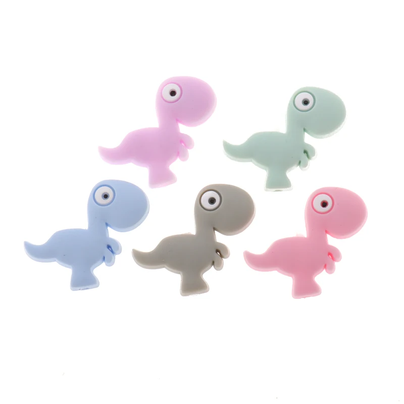 ATOB 50 개 실리콘 Teether 비즈 공룡  설치류 젖니 구슬 DIY 간호 목걸이 팔찌 젖꼭지 체인 아이 제품