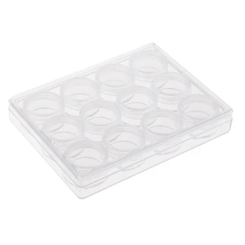 

Clear Jewelry Bead Storage Box 12 Slots View Round Jars organizer containers