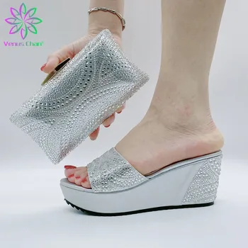 

Women Shoes and Bags To Match Set Sale Spring Shoes Platform Women Nigerian Shoes with Matching Bag for Evening Wedding PartY