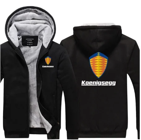 Толстовки, свитшоты, Осень-зима, утепленные, для Koenigsegg, толстовка с капюшоном, на молнии, повседневное пальто, длинный рукав, versized, толстовка, куртка