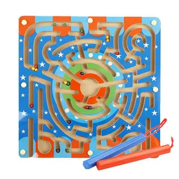 

Wooden Magnetic bead ball pen Maze Puzzle Magnetic Board ring track Game Educational Toys for Toddlers Kid