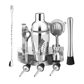 

12pcs Ice Clip Cocktail Shaker Set Stainless Steel Wine Beginner Measuring Cup Bartender Martini Filter Professional Bar Tools