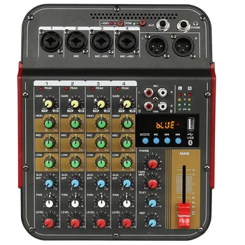 

TM4 Digital 4-Channel o Mixer Mixing Console Built-In Phantom Power with o System for Studio Recording(EU Plug)