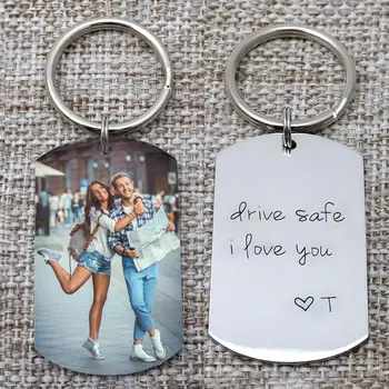 

Personalized Drive Safe Keychain Picture Keyring Double Sided Photo Keychain Wedding Favors Gift For Him Anniversary Gift