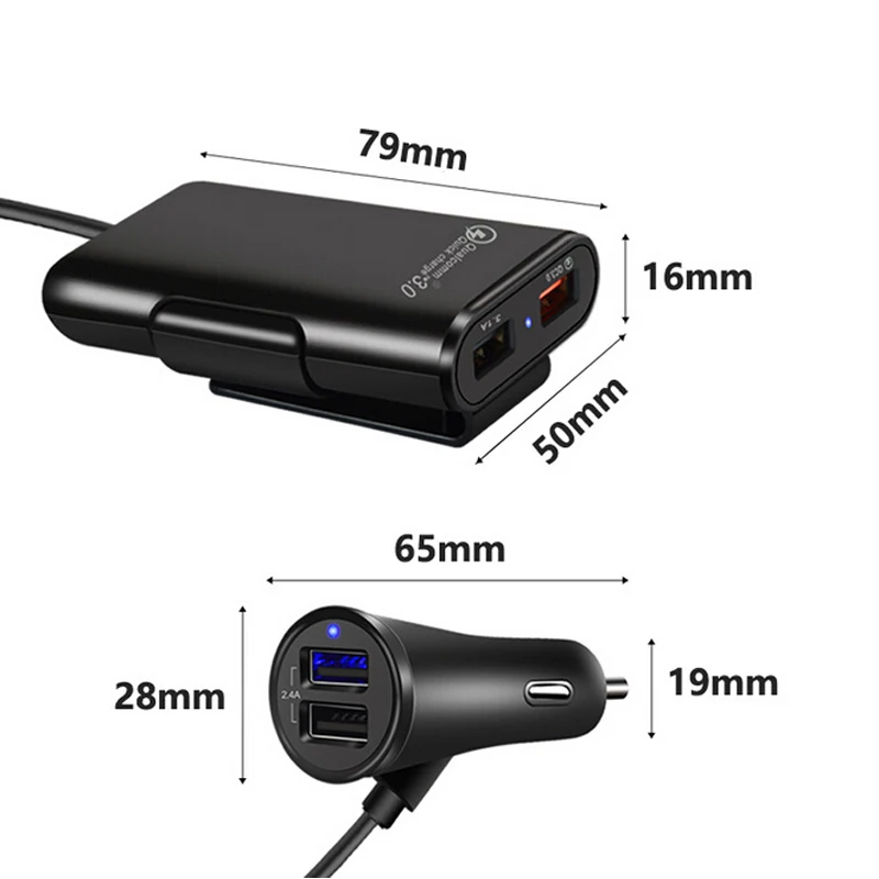 4 Порты и разъёмы USB шины для легковых автомобилей Зарядное устройство расширения usb-хаб переднее и заднее сиденье для мобильного телефона MP3 MP4 цифровой Камера