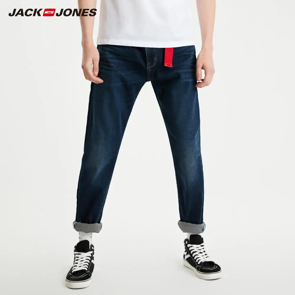 Мужские облегающие джинсы JackJones темно синие классические Мужская одежда