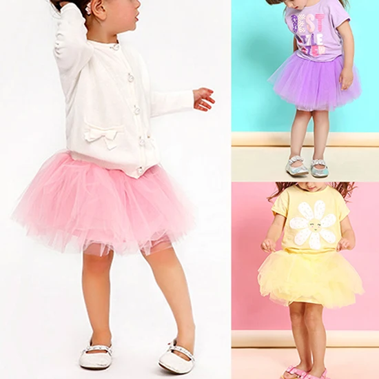 Милая многослойная фатиновая Пышная юбка с эластичной резинкой на талии для девочек; платье принцессы с юбкой-пачкой; детская сценическая юбка для девочек