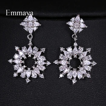 

Emmaya New Hollow Out Beautiful Round Shape Two Colors Charming Design For Women Elegant Zirconia Earring Modern In Wedding