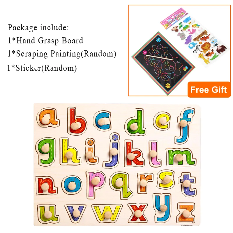 letter 103 1TZ1GGH 30 см Детские Ранние развивающие игрушки для детей ручной захват деревянная головоломка игрушка Алфавит обучение животных деревянные игрушки для детей GYH - Цвет: letter 103 1TZ1GGH