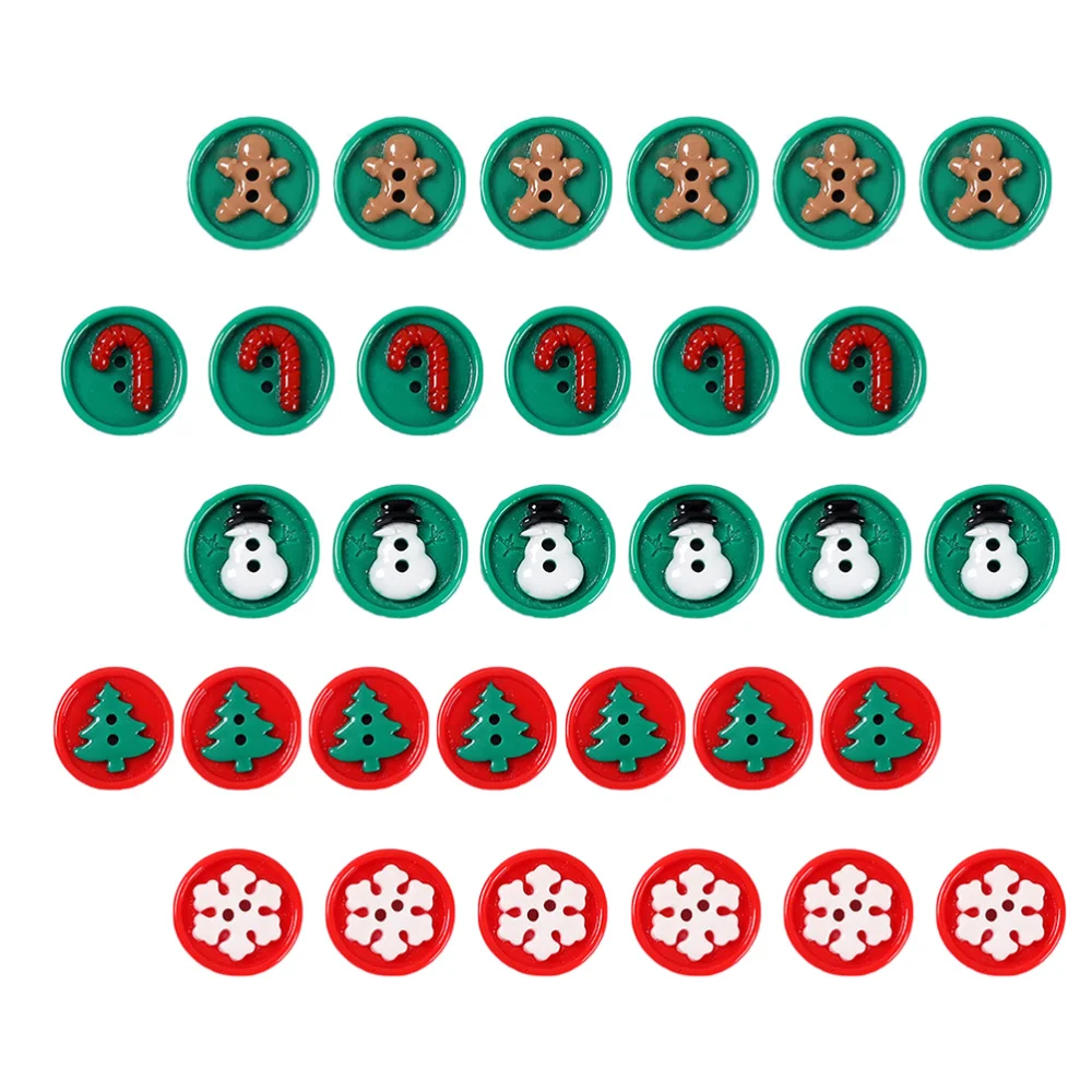 

50Pcs Xmas Resin Button DIY Accessory Snowman Xmas Tree Snowflake Decor Buttons