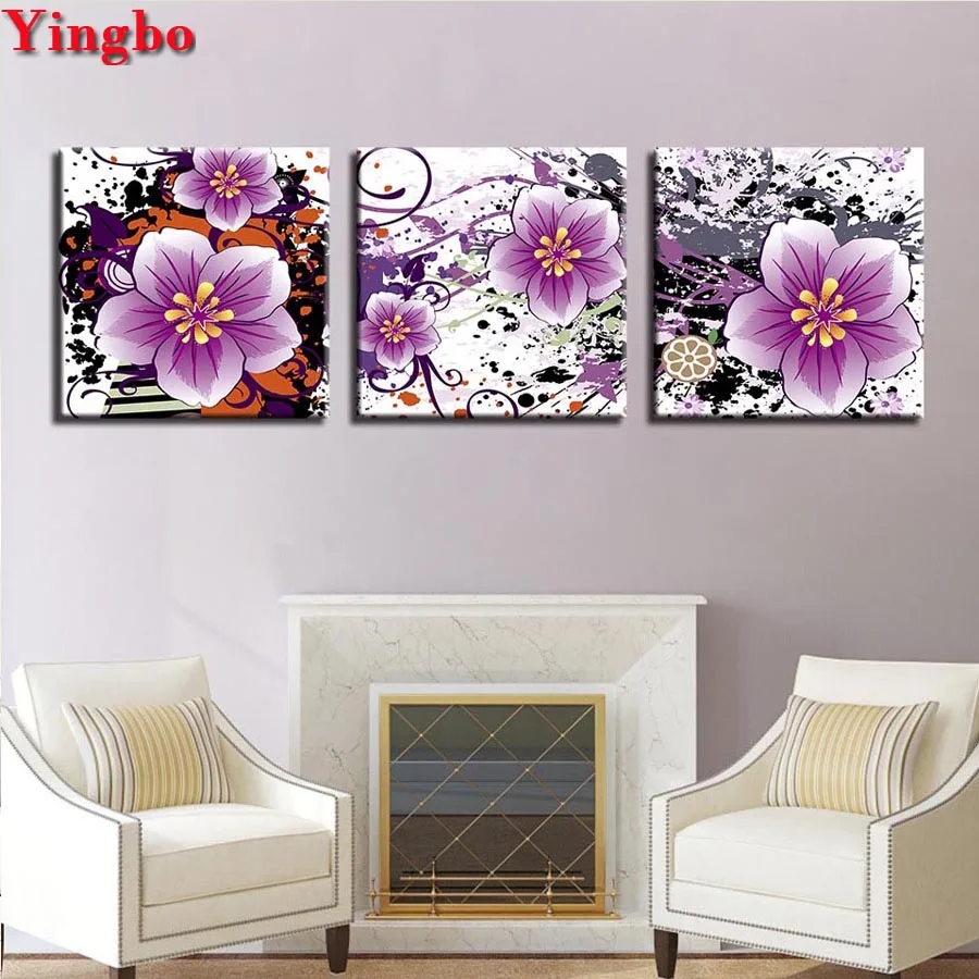 Алмазная живопись своими руками 3 шт. фиолетовая слива алмазная вышивка мозаика