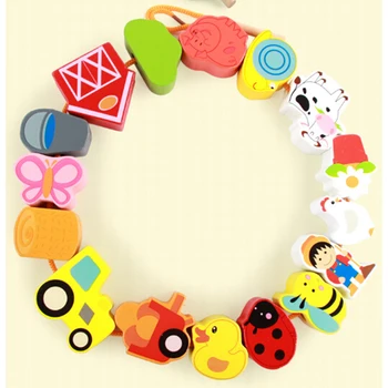 

New Baby Kids Wooden Toys Cartoon Wooden Assembling Kids Children Classic Blocks Educational Learning Children Toys Set