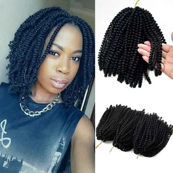 

Flyteng Spring Twist Hair Jamaican Bounce bomb twist Crochet Hair for Black Women 8 Inch Fluffy Spring Twist Cr