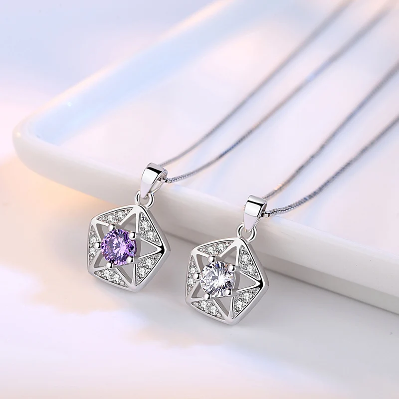 Винтажный кулон в виде пентаграммы с фиолетовым и белым кристаллом роскошное