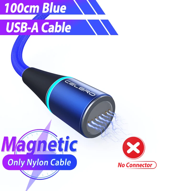 Магнитный кабель Quick QC 3,0 Быстрая зарядка 5А супер Зарядка для huawei P30 P20 Mate30 Honor20 pro USB Tipo C кабель magnetico - Цвет: Blue Cable No Plug