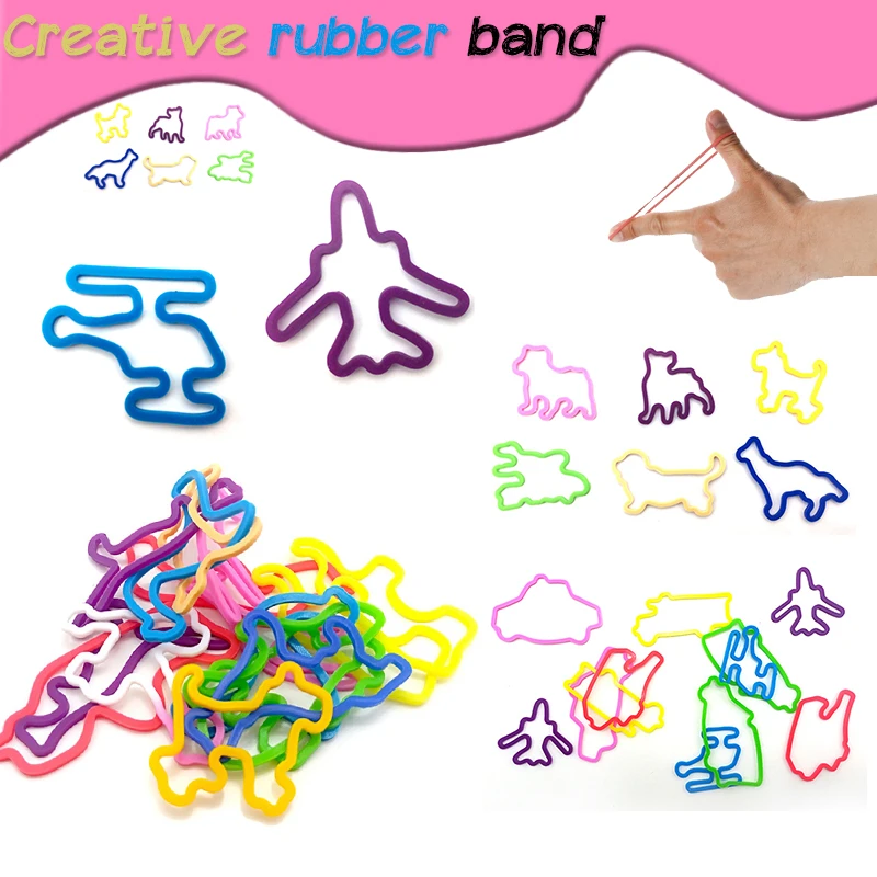 Pulseras de banda de goma de silicona para niños, figuras divertidas, correa de mano de silicona para pelo, banda goma forma de Animal, juguete DIY, 10/20 unids/set/Set|Cuentas de juguete| -