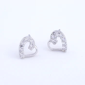 

Half Zircon Lace Hollow Heart Earring 925 Sterling Silver Stud Earring For Women Accesories Wedding Fashion Jewelry Brincos