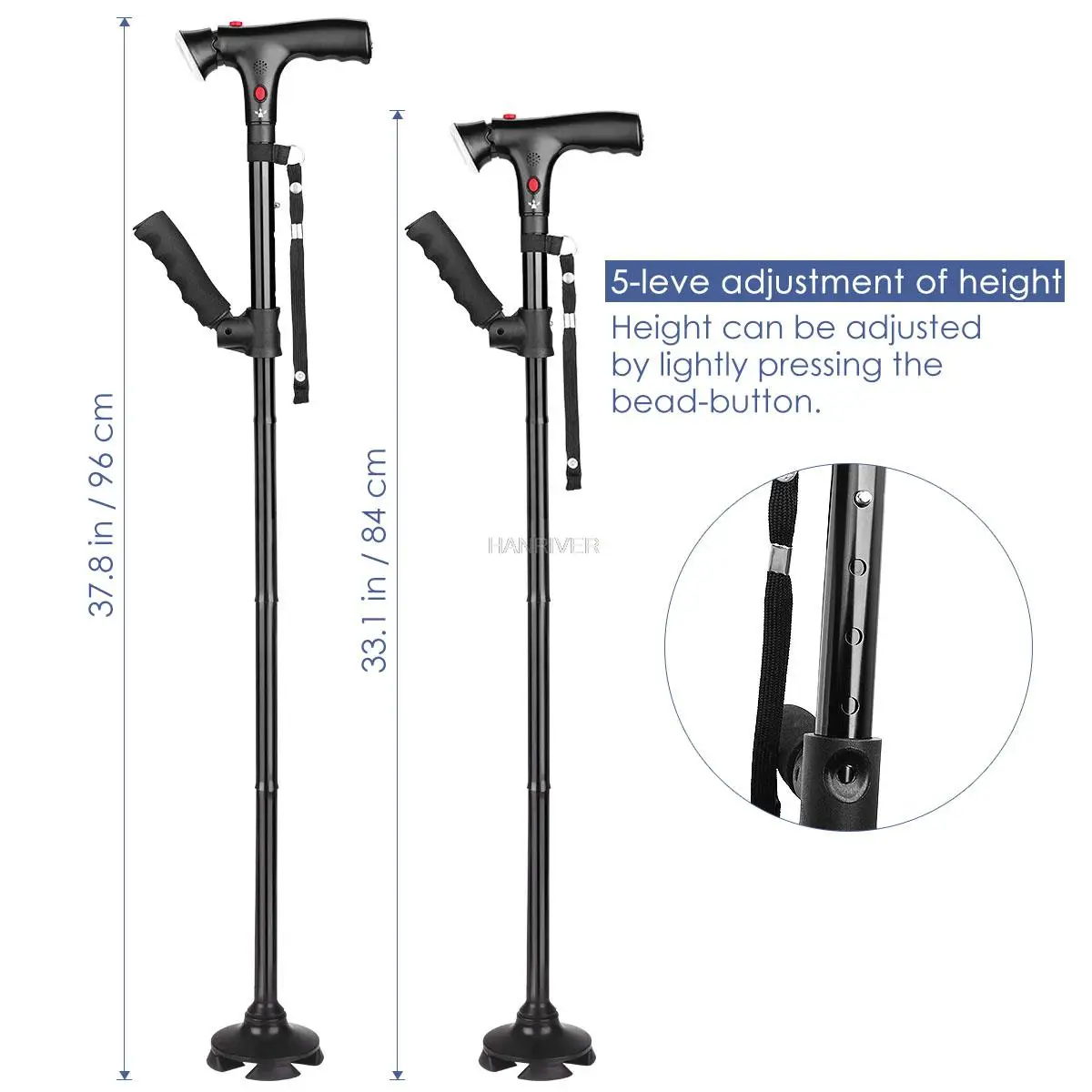 walking cane Elderly Foldable Telescopic Crutch Foldable Crutch LED Reliable Walking Cane Supporting for Elderly Walking