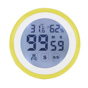 

Digital Round LCD Indoor Backlight Touch Screen Hygrometer Time Temperature Humidity Clock Thermometer with Time Alarm