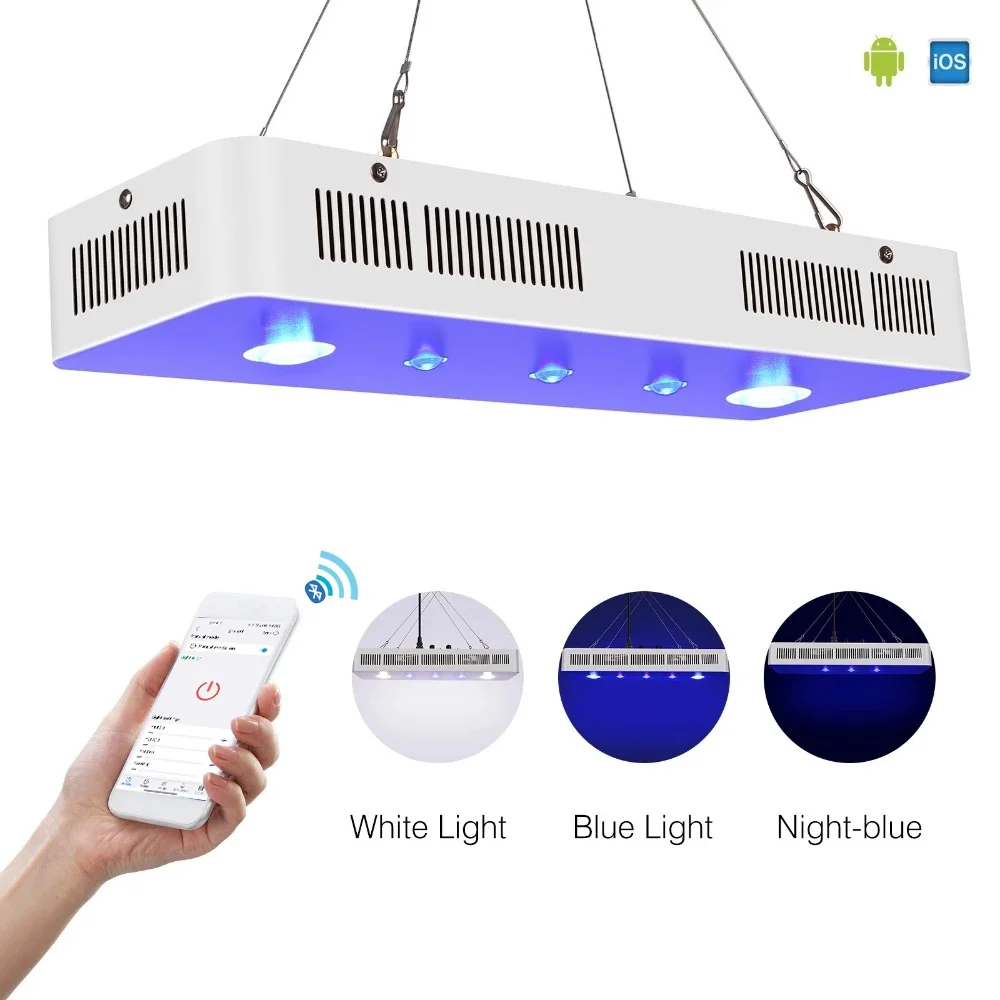 Populargrow Bluetooth с регулируемой яркостью 169W морской аквариум со светодиодной
