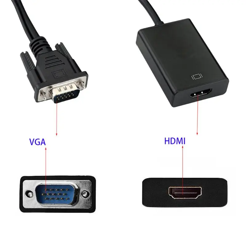 VGA Maschio a Femmina di HDMI 1080P HD + Audio TV HDTV AV Video Cavo Adattatore del Convertitore