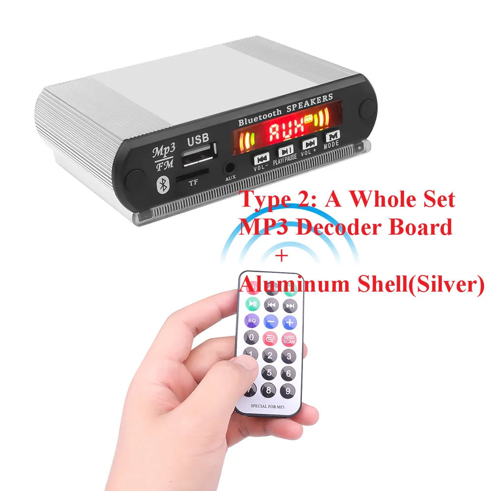 Silver Whole Set KEBIDU USB/TF/FM аудио модуль Bluetooth MP3 декодер доска с алюминиевой оболочкой коробка поддержка записи вызовов цветной экран - Цвет: Silver Whole Set
