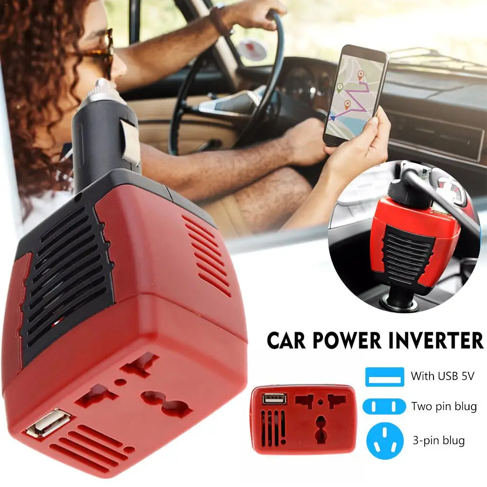 Car Power Inverter USB 2.1A 75w DC 12V AC 220V Converter Adapter With Cigarette Lighter Car Charger For Mobile Phone Laptop