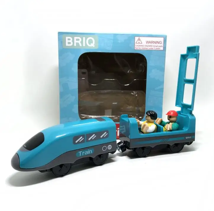 blue-box Новая игрушка со звуком Электрический магнитный поезд совместим с BRIO деревянный трек четырехцветный Электрический поезд детский трек игрушка - Цвет: blue-box