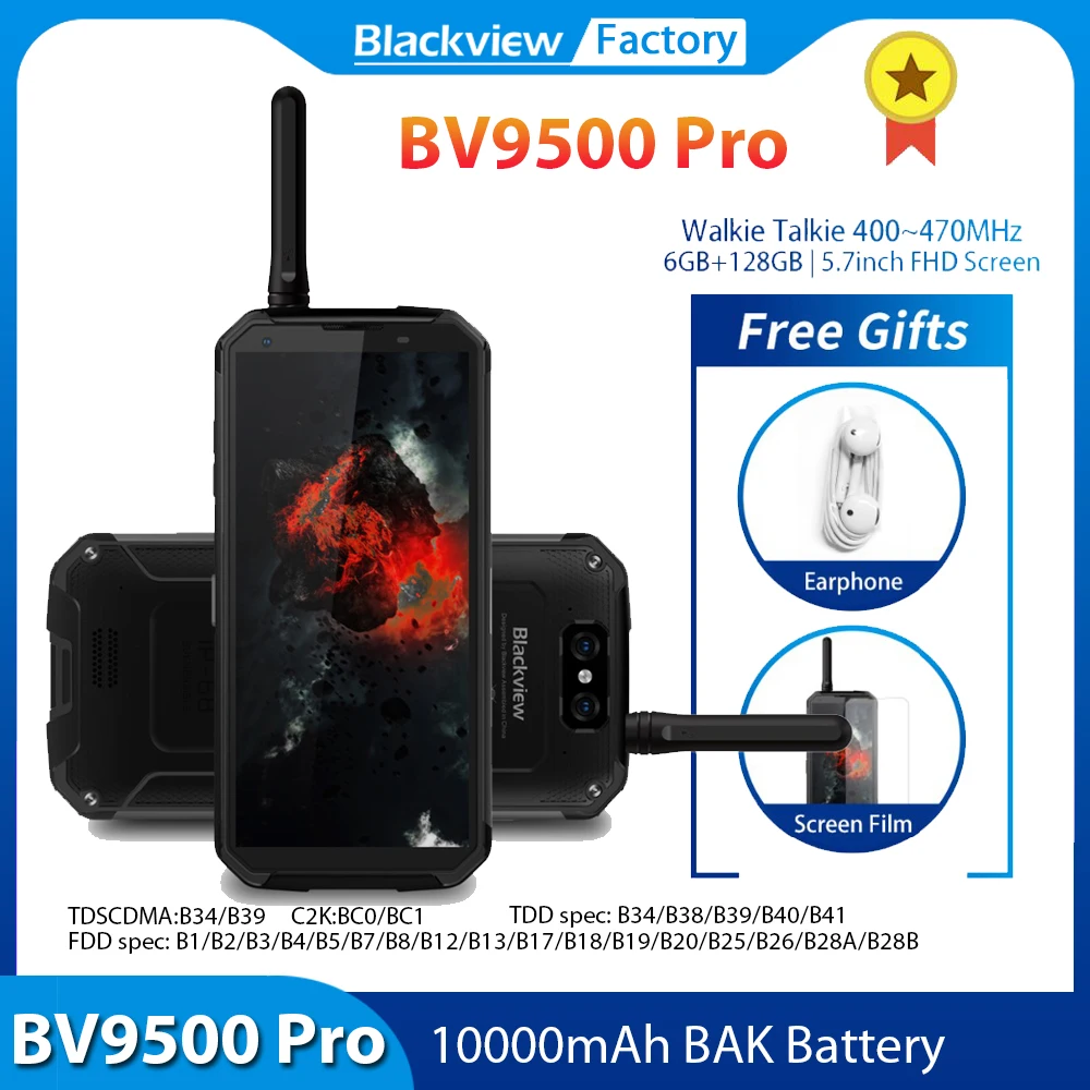 Blackview BV9500 Pro IP68 ip69kсмартфон 6 ГБ 128 10000 мАч Беспроводная зарядка 16MP мобильный