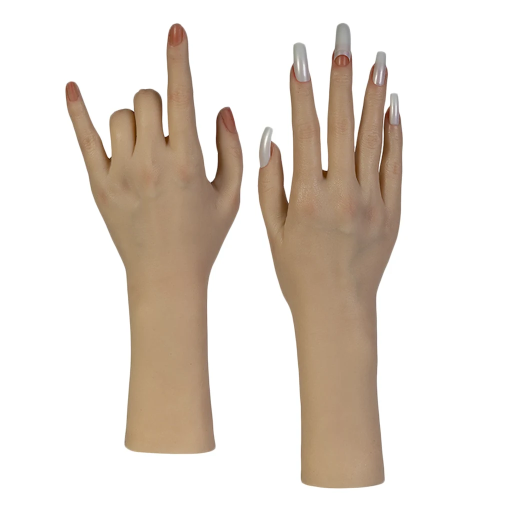 Female Flexible Soft Mannequin Model Hands for Tattoo Practice, Nail Rings Watch Display, Art Drawing