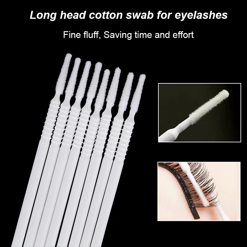 Cotonete descartável para aplicação de cílios, mini cotonete descartável para aplicar cílios, escova para extensão de cílios individual, 100 peças