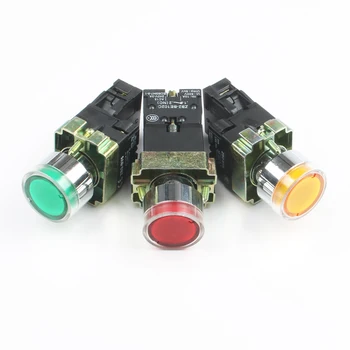 

10pcs XB2-BW3361 XB2-BW3462 XB2-BW3561 LED self-resetting metal head start button switch indicator opening 22MM illuminated