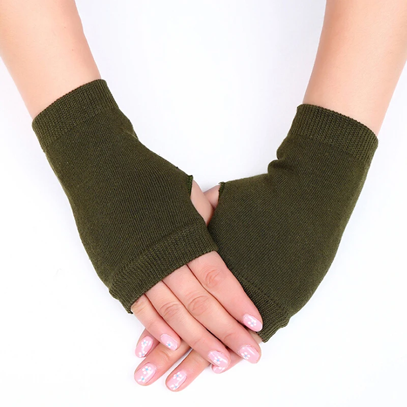 

Winter Gloves Female Fingerless Gloves Without Fingers Women Cashmere Warm Gloves Hand Wrist Female Warmer Solid Mittens