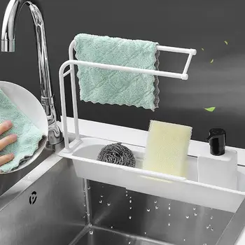 

1pc Telescopic Sink Rack Convenient Practical Holder Expandable Storage Rack