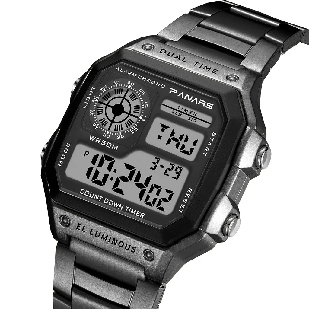 Мужские водонепроницаемые военные часы светодиодные электронные часы многофункциональные спортивные часы квадратные электронные часы reloj hombre YE1