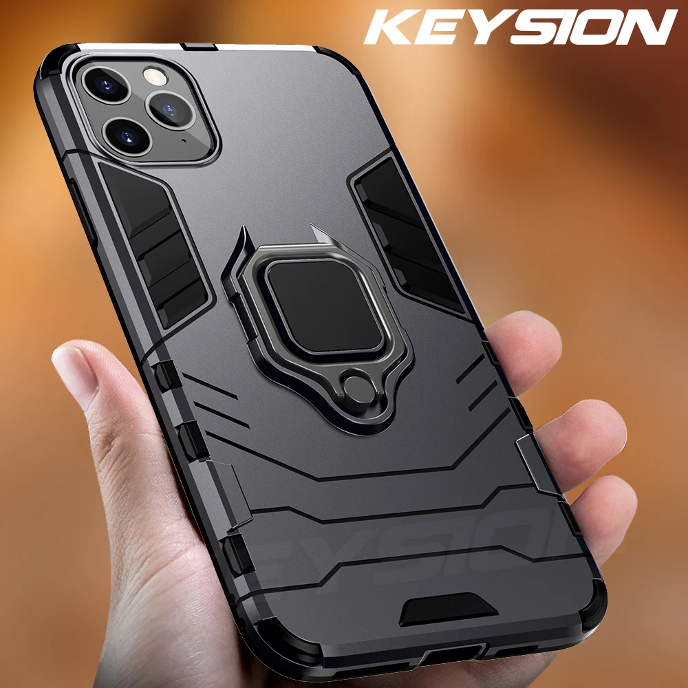 

KEYSION Shockproof Armor Case For iPhone 11 11 Pro Max Stand Car Ring Phone Cover for Apple iPhone XS Max XR 5S 6S 7 8 Plus SE