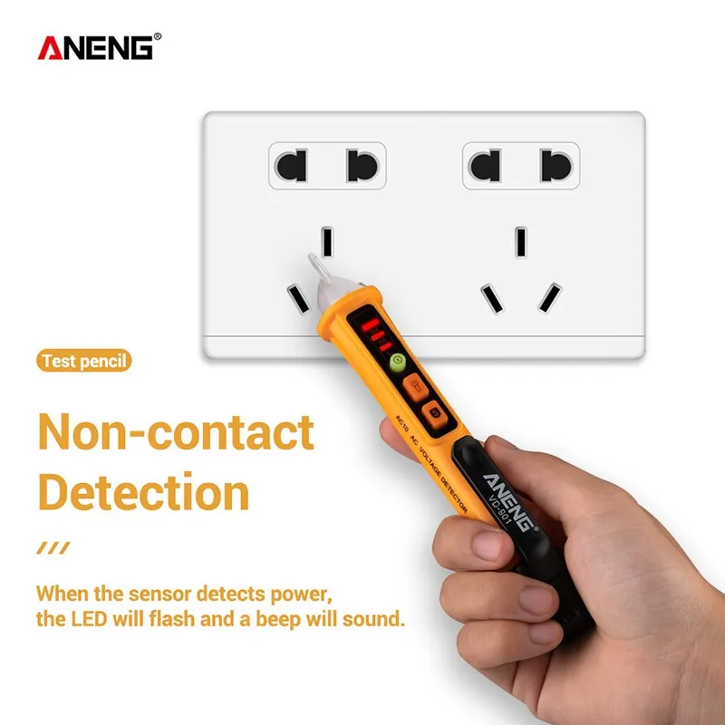 

VD901 Votage Tester Pen ammeter 12V 1000V LCD Display intelligent contactles AC DC test pencil flashlight wire detection