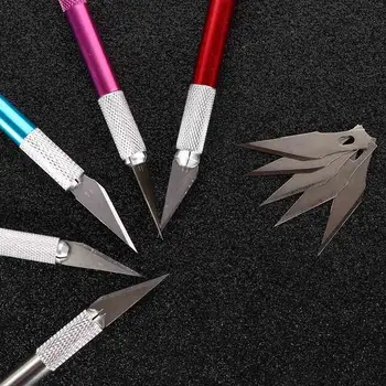 

High Quality 1 Set Handmade DIY Repair Manual Tool Non-slip Metal Scalpel Tool Set Carving Manual Tool Knife With 6Pcs Blade