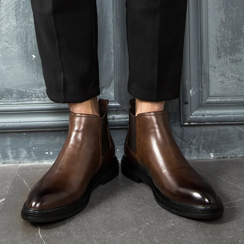 Men Chelsea Boots Winter Leather Fashion Brand Autumn Footwear