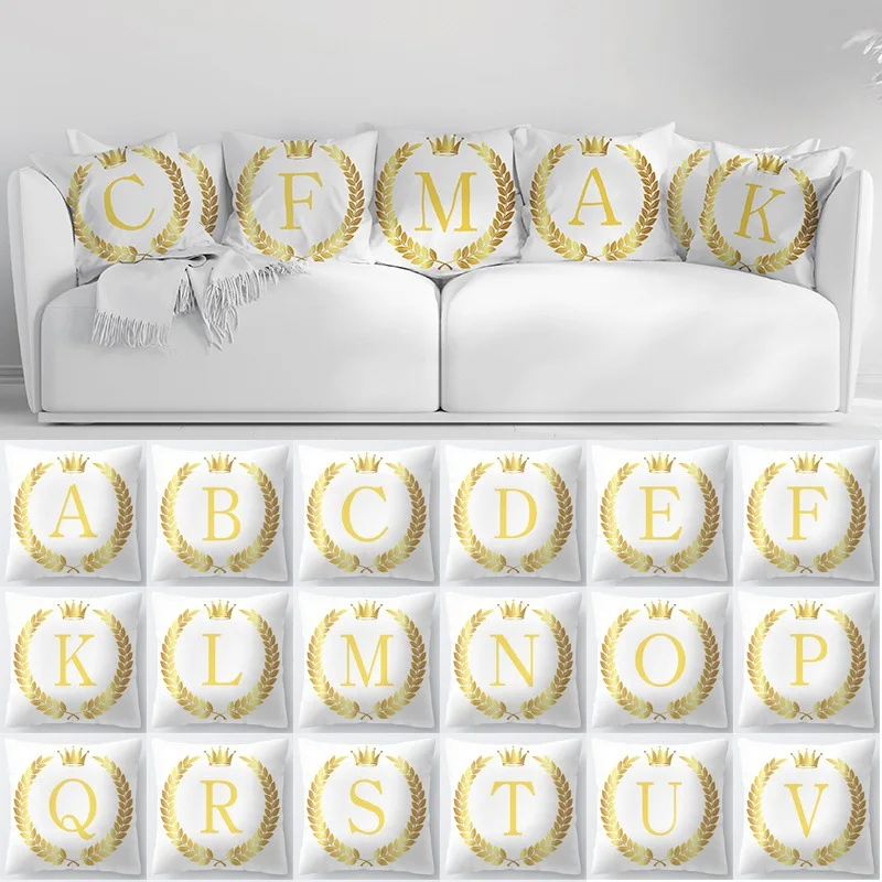 

Pillowcase Golden Letters Decorative Pillows Cushion Cover 45x45 Polyester Pillow Cases Throw pillow Home Decor Sofa Living Room