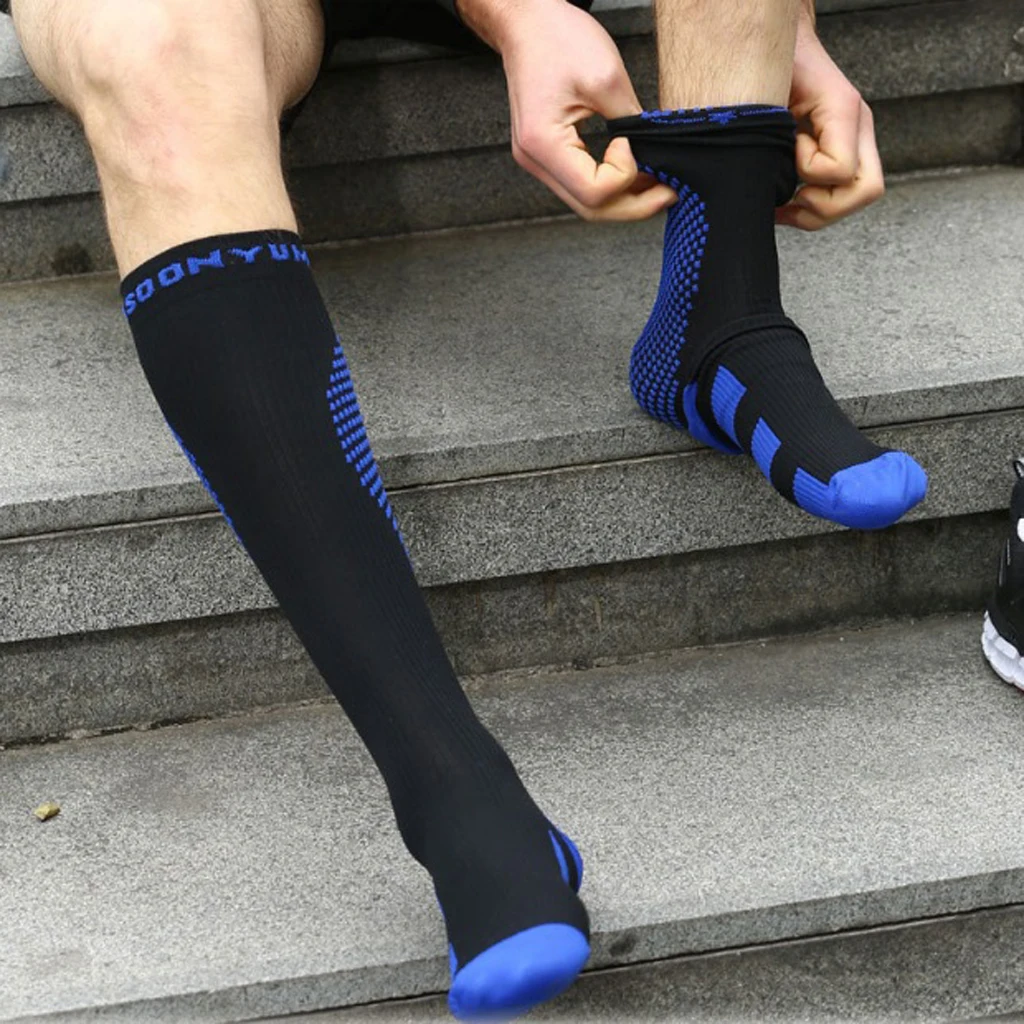 Premium Compression Socks Calf Protection Knee High Socks Fits for Football, Basketball, Running, Nursing, Hiking