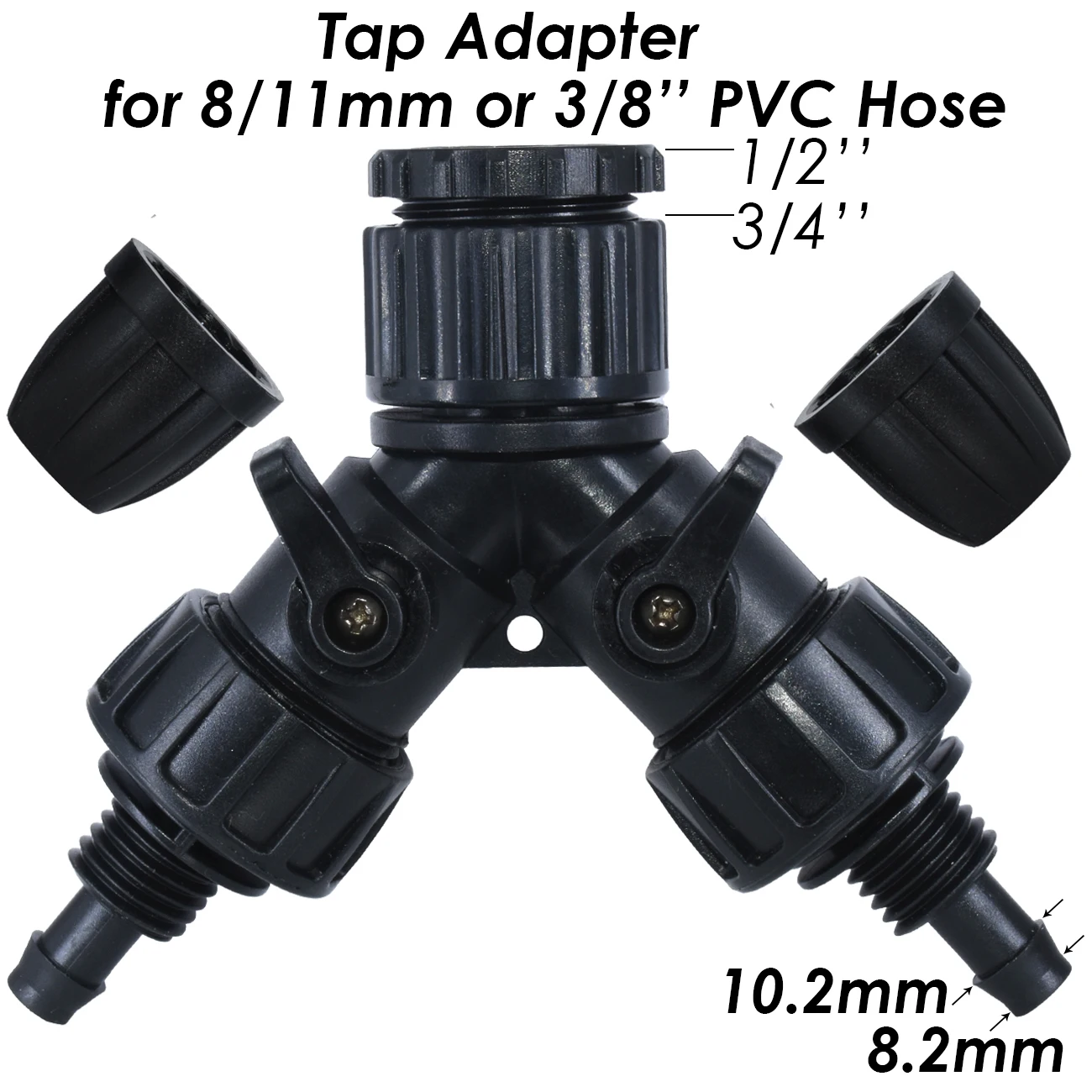 KESLA Gardens Tap Hose Splitter Adapter Connector 1/2" 3/4" to 1/4" 3/8" 1/2" 16mm 8/11mm Pipe Barb 2-Way 4-Way Tubing Tool